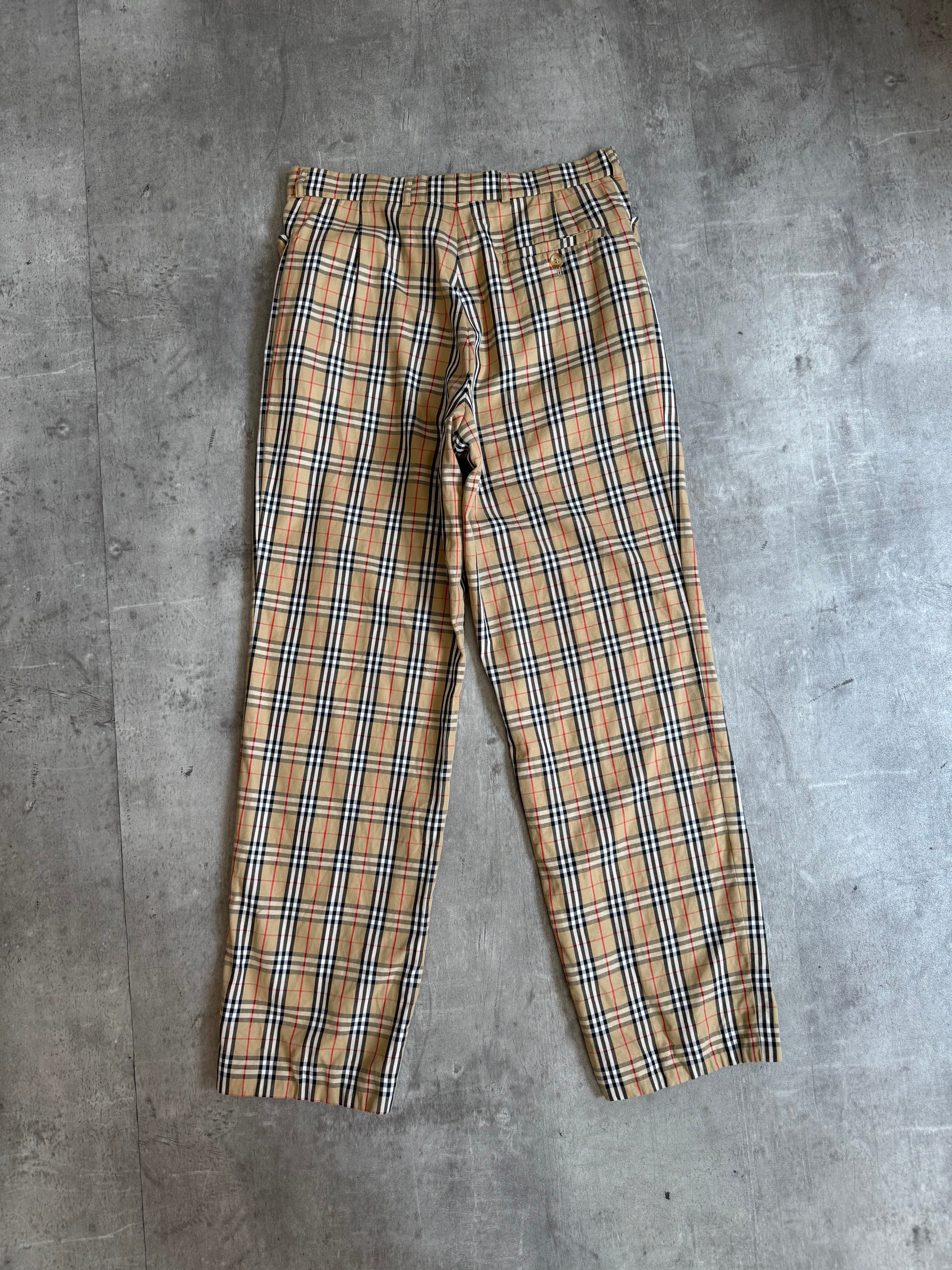 1980s Burberry Nova Check Print Tailored Trousers – Vintage