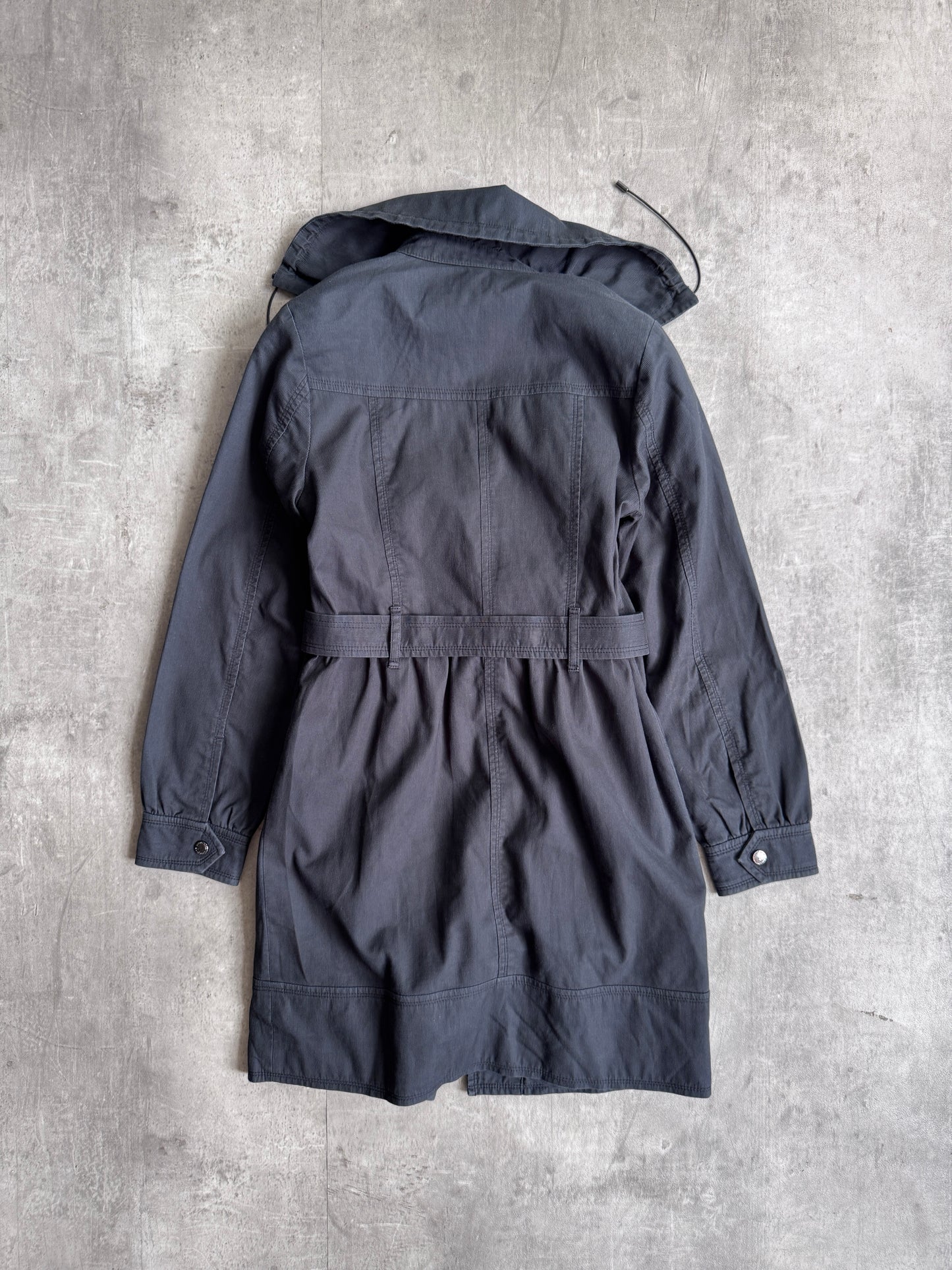 Burberry Black Cotton Belted Trench Jacket