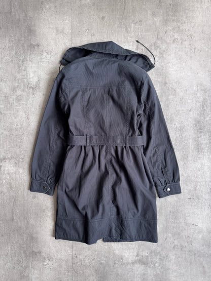 Burberry Black Cotton Belted Trench Coat