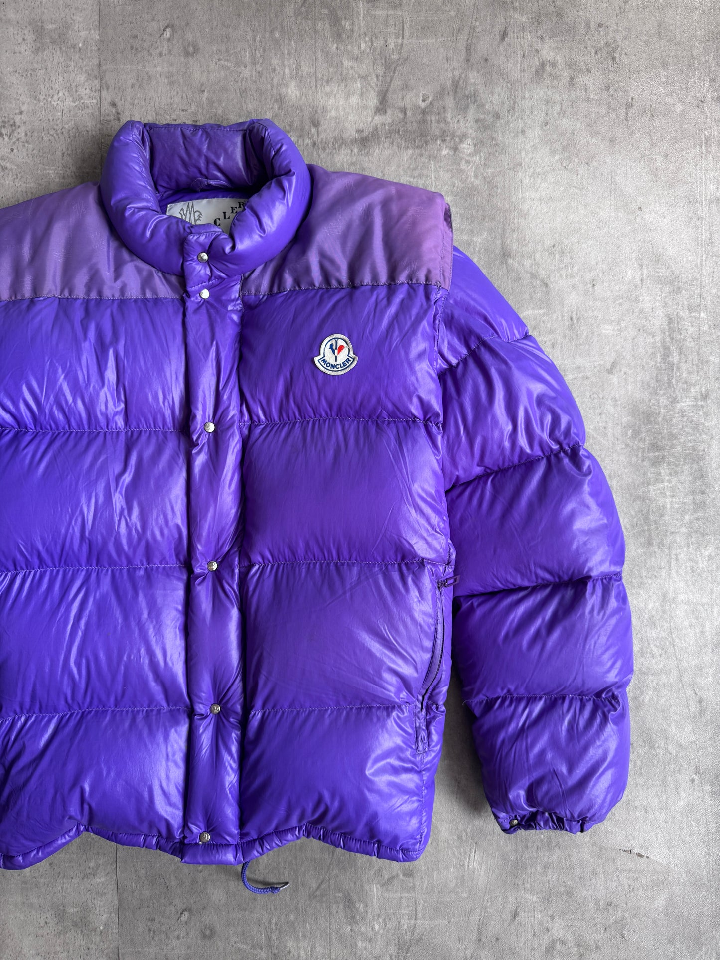 Moncler Detachable Sleeve Purple Puffer Jacket