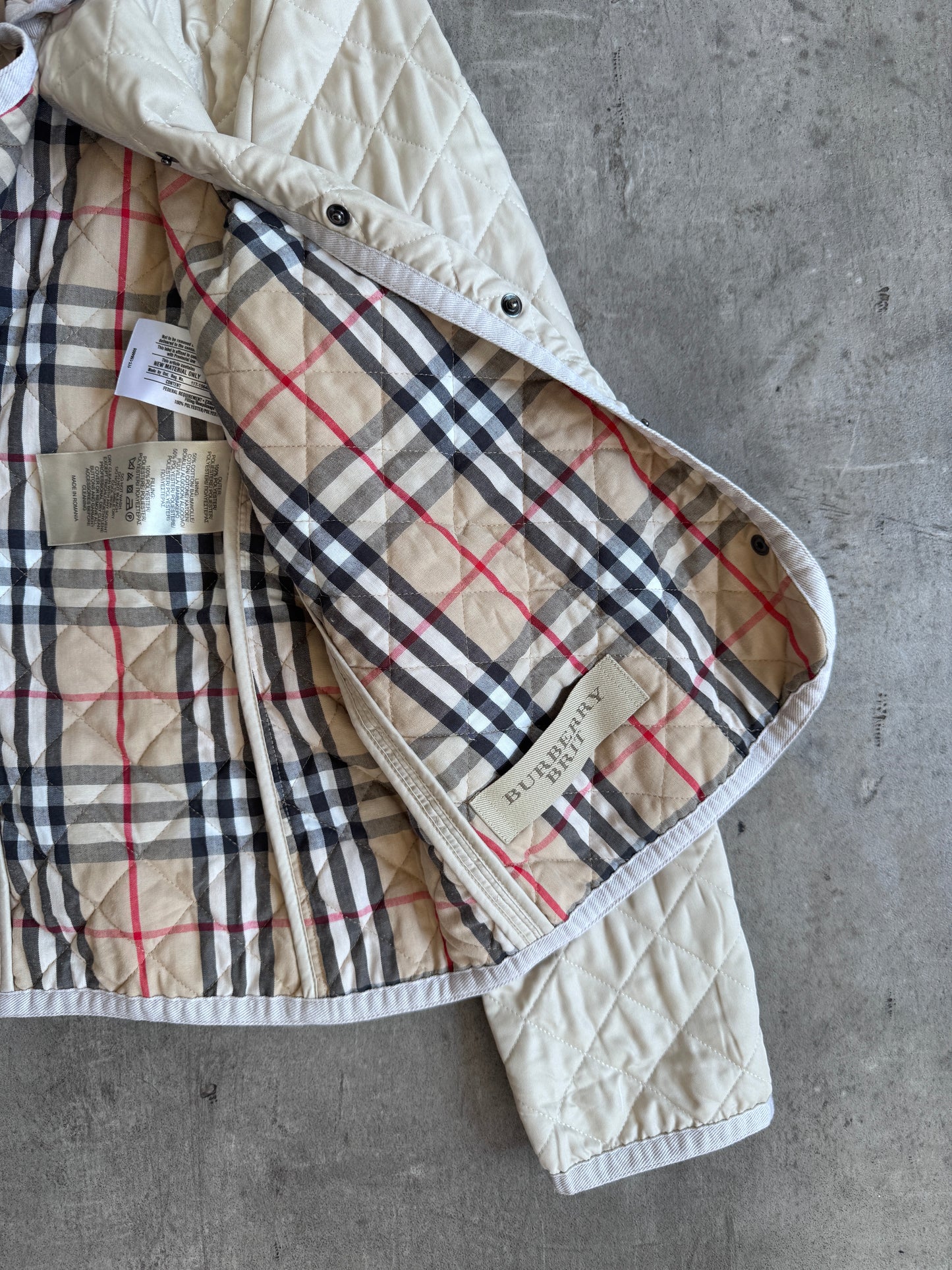 Burberry Black Label Nova Check Lined Diamond Quilt Jacket