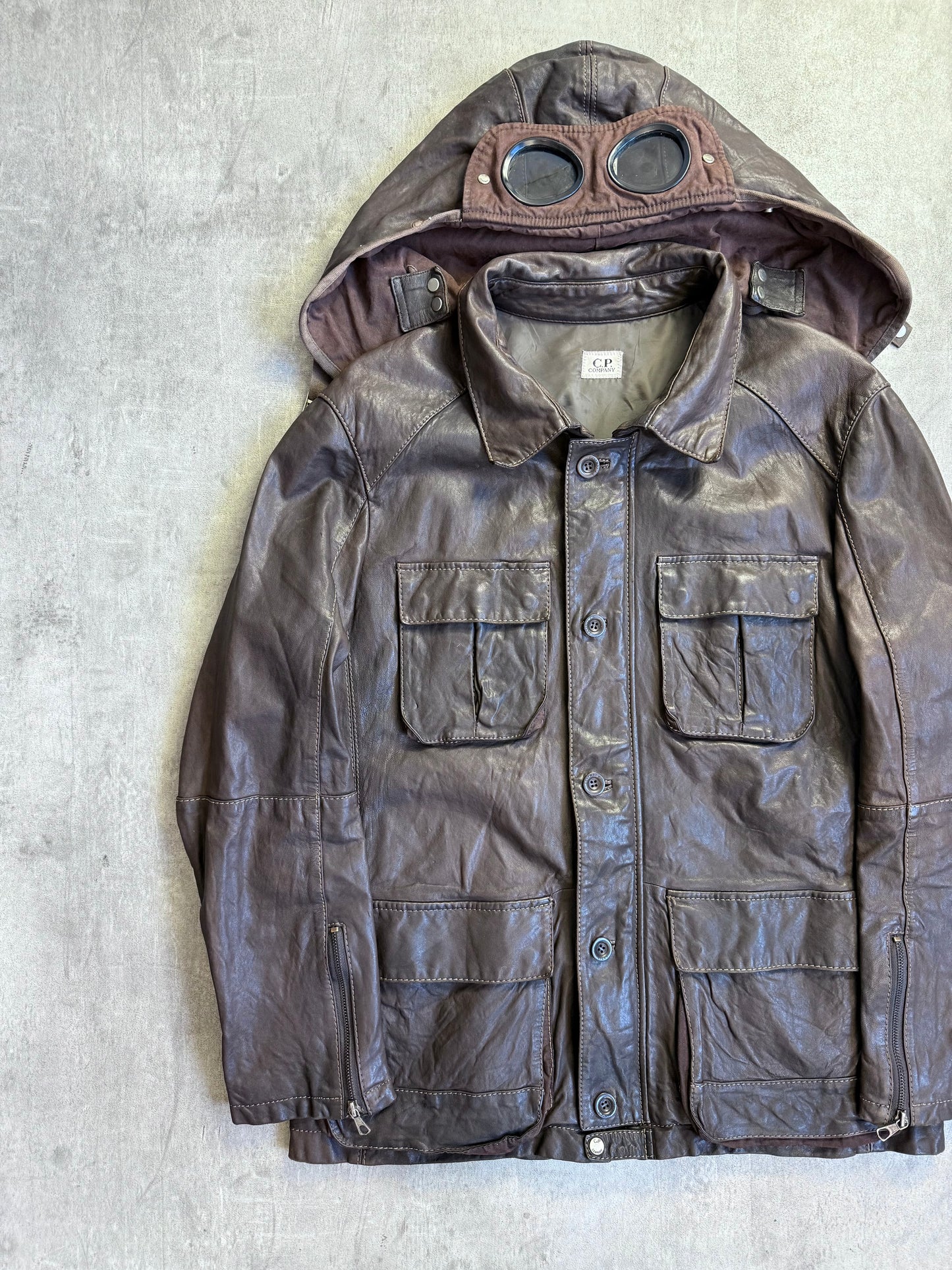 2014 C.P. Company Google Mille Miglia Leather Jacket