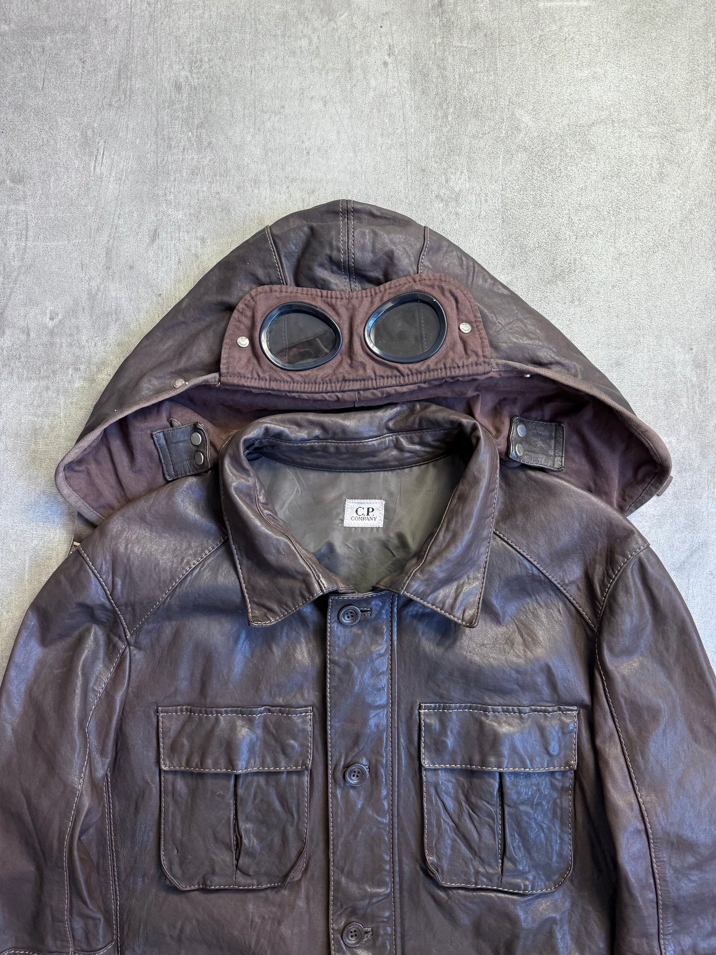 2014 C.P. Company Google Mille Miglia Leather Jacket