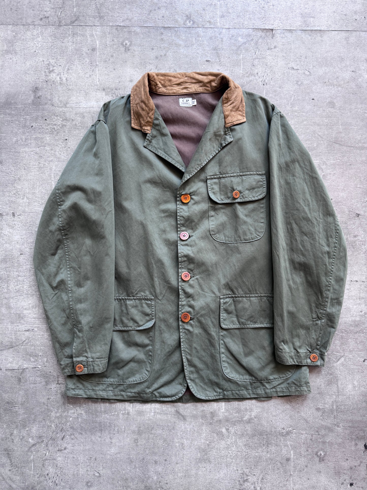 S/S1992 C.P. Company Green Suede Collar Hunting Jacket