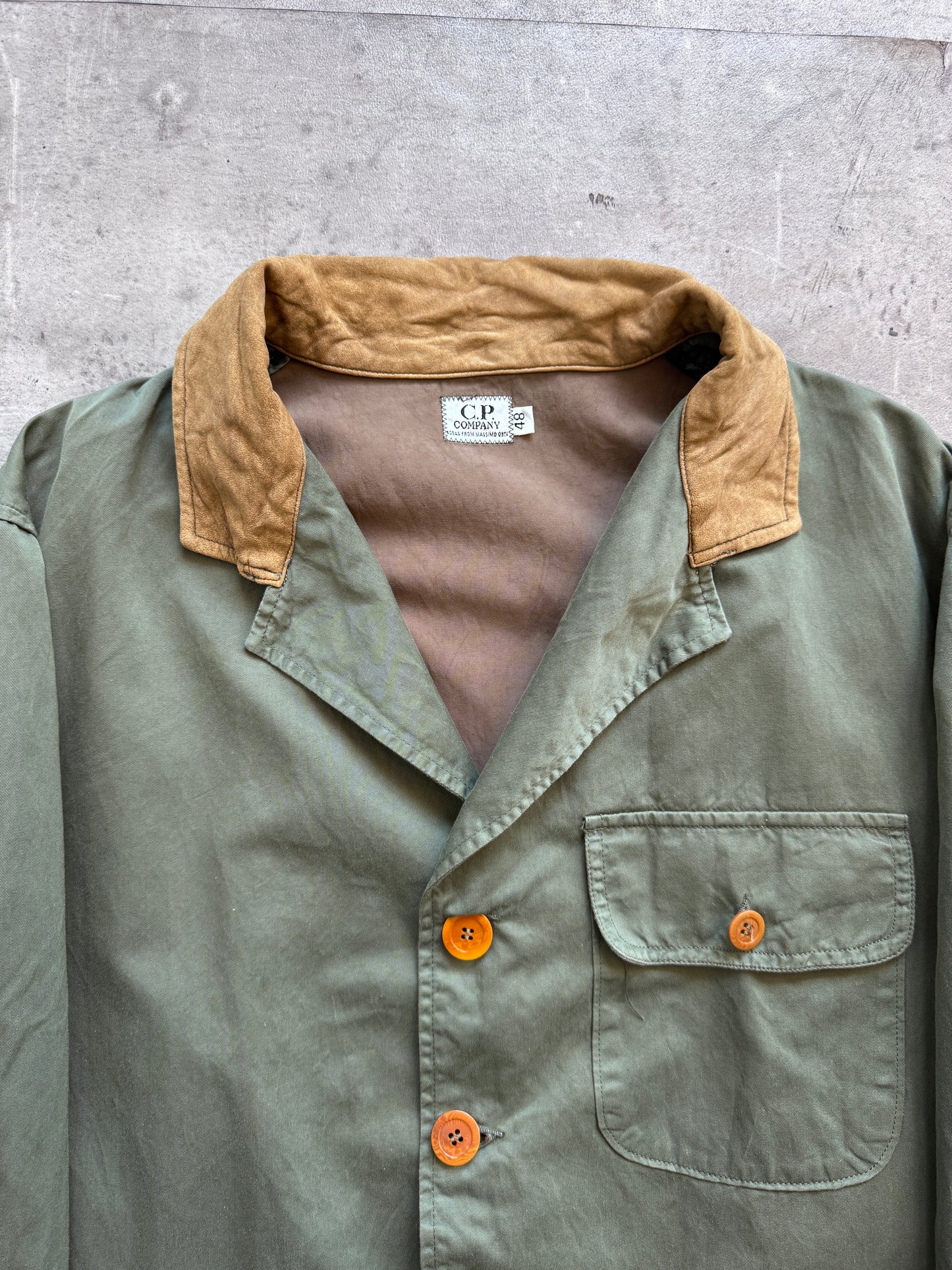 S/S1992 C.P. Company Green Suede Collar Hunting Jacket