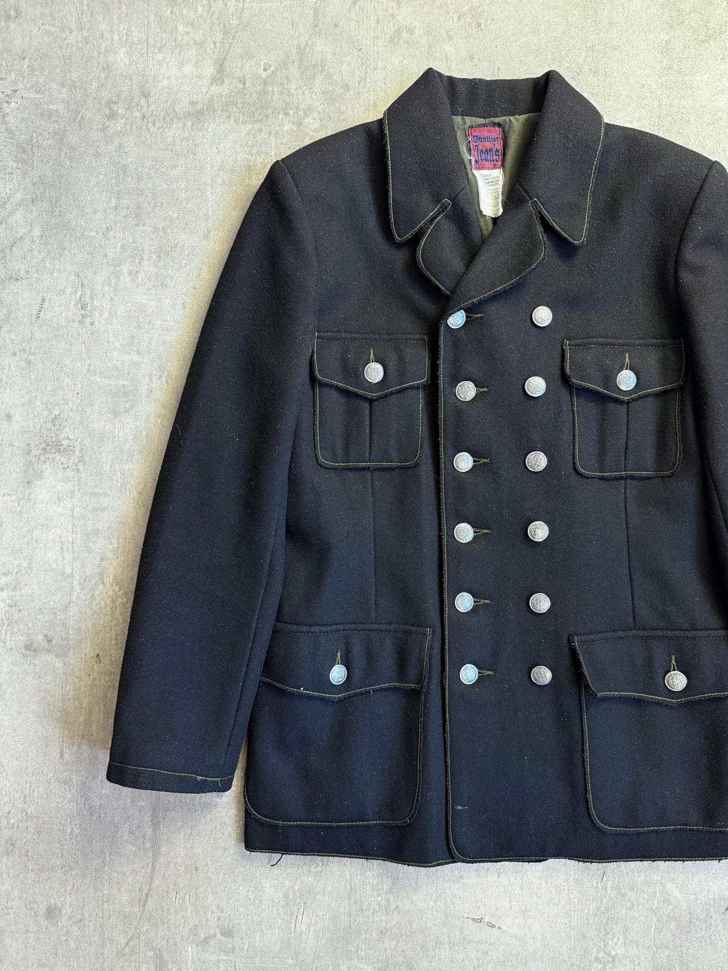 1990 Gaultier Jeans Contrast Stitch Military Style Wool Jacket