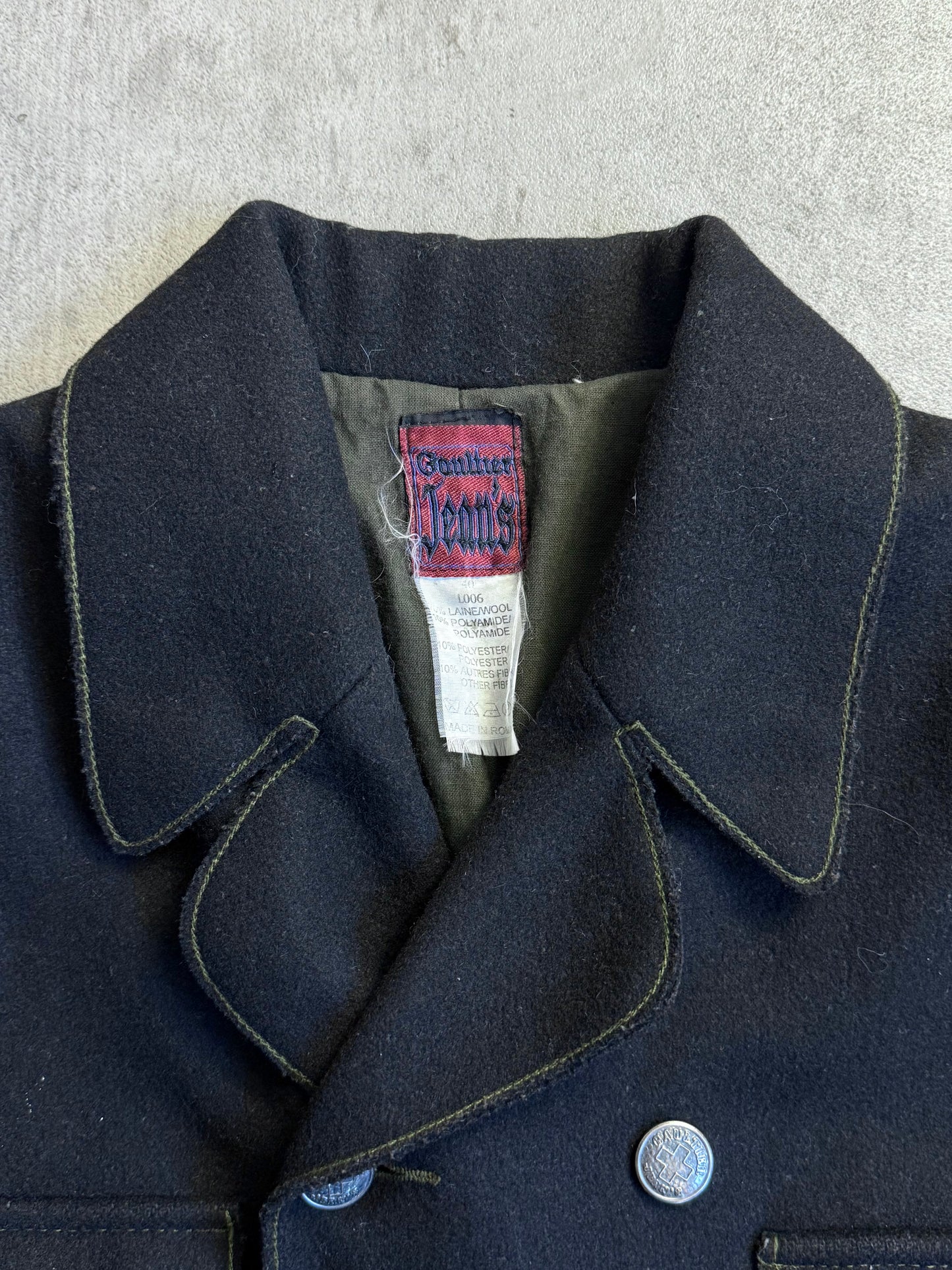 1990 Gaultier Jeans Contrast Stitch Military Style Wool Jacket