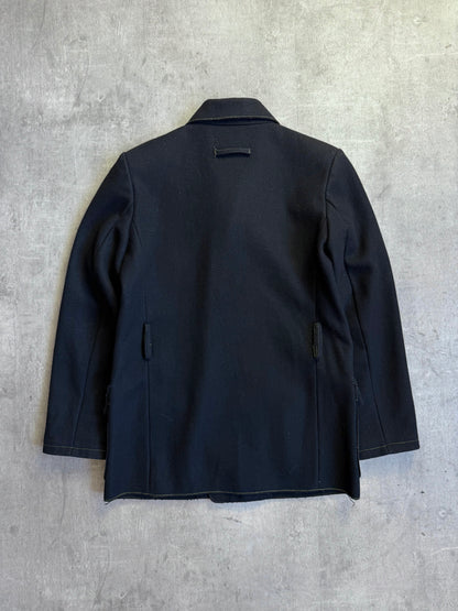 1990 Gaultier Jeans Contrast Stitch Military Style Wool Jacket