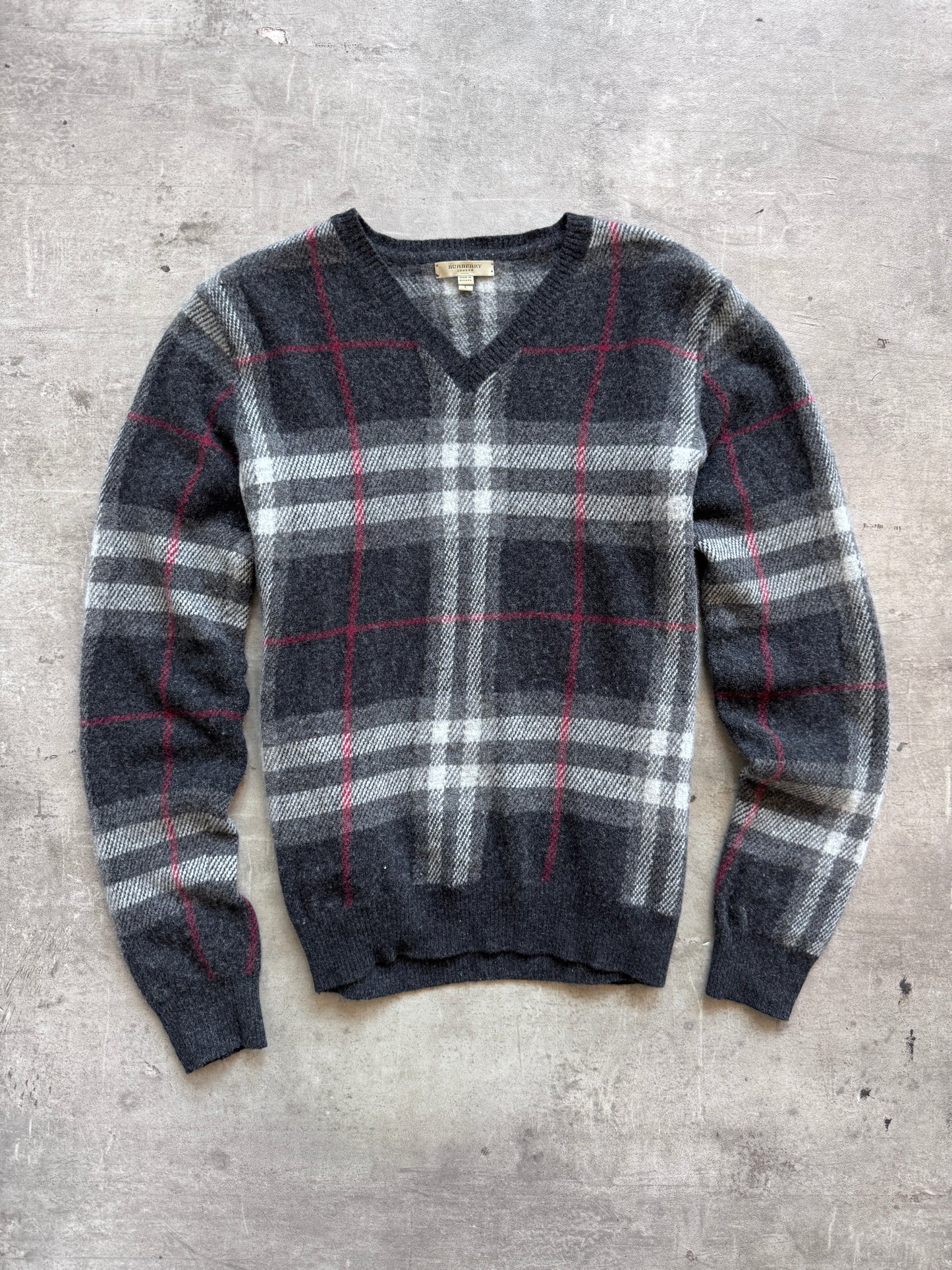 Burberry Black Nova Check Cashmere Knit Sweater