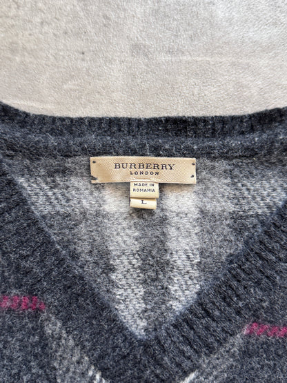 Burberry Black Nova Check Cashmere Knit Sweater