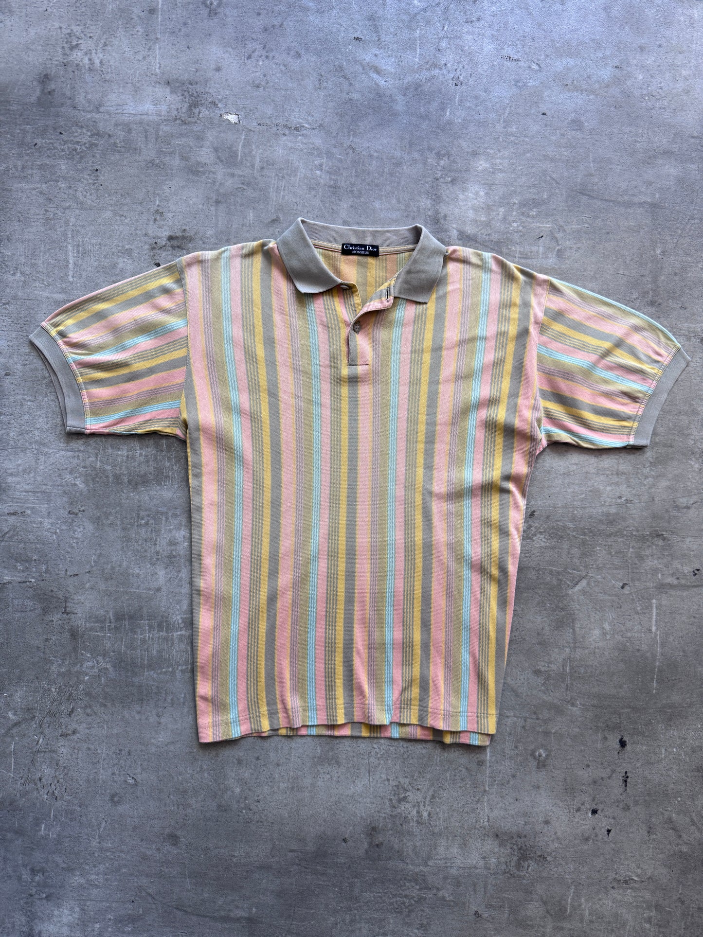 Christian Dior Pastel Stripe SS Polo Shirt