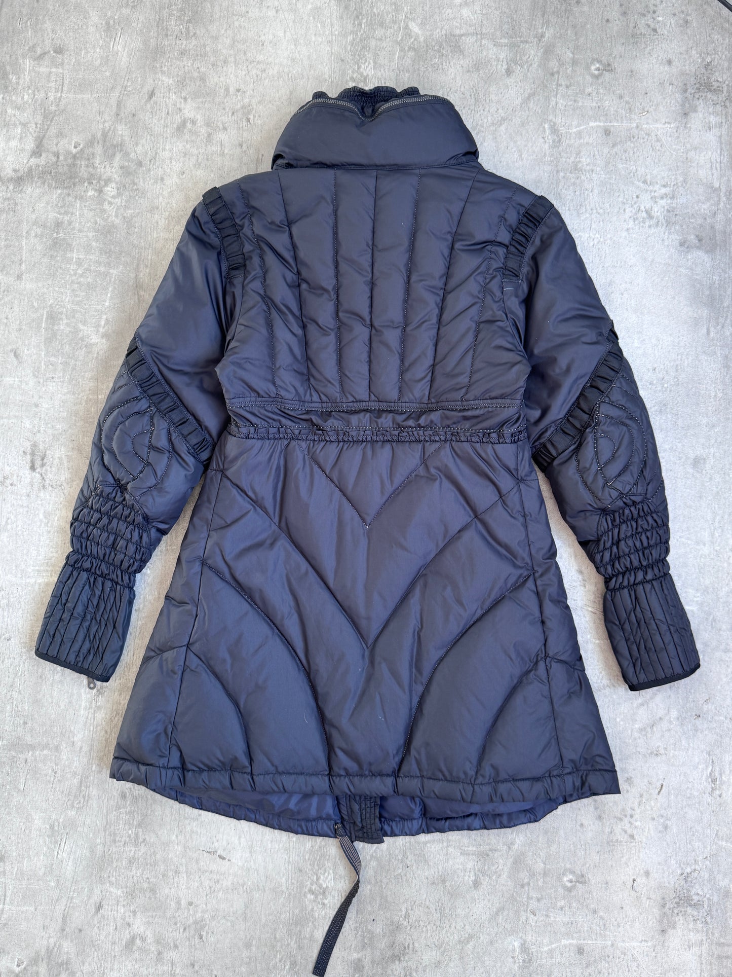 Marithe Francois Girbaud Ruffle Trimmed Fitted Puffer