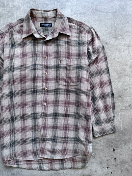 Yves Saint Laurent Brown Wool Blend Textured Overshirt