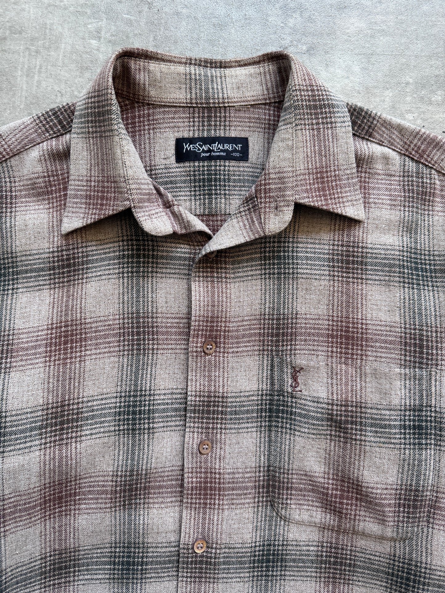 Yves Saint Laurent Brown Wool Blend Textured Overshirt