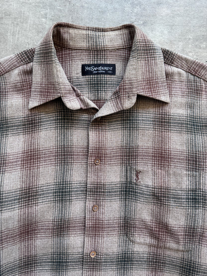 Yves Saint Laurent Brown Wool Blend Textured Overshirt