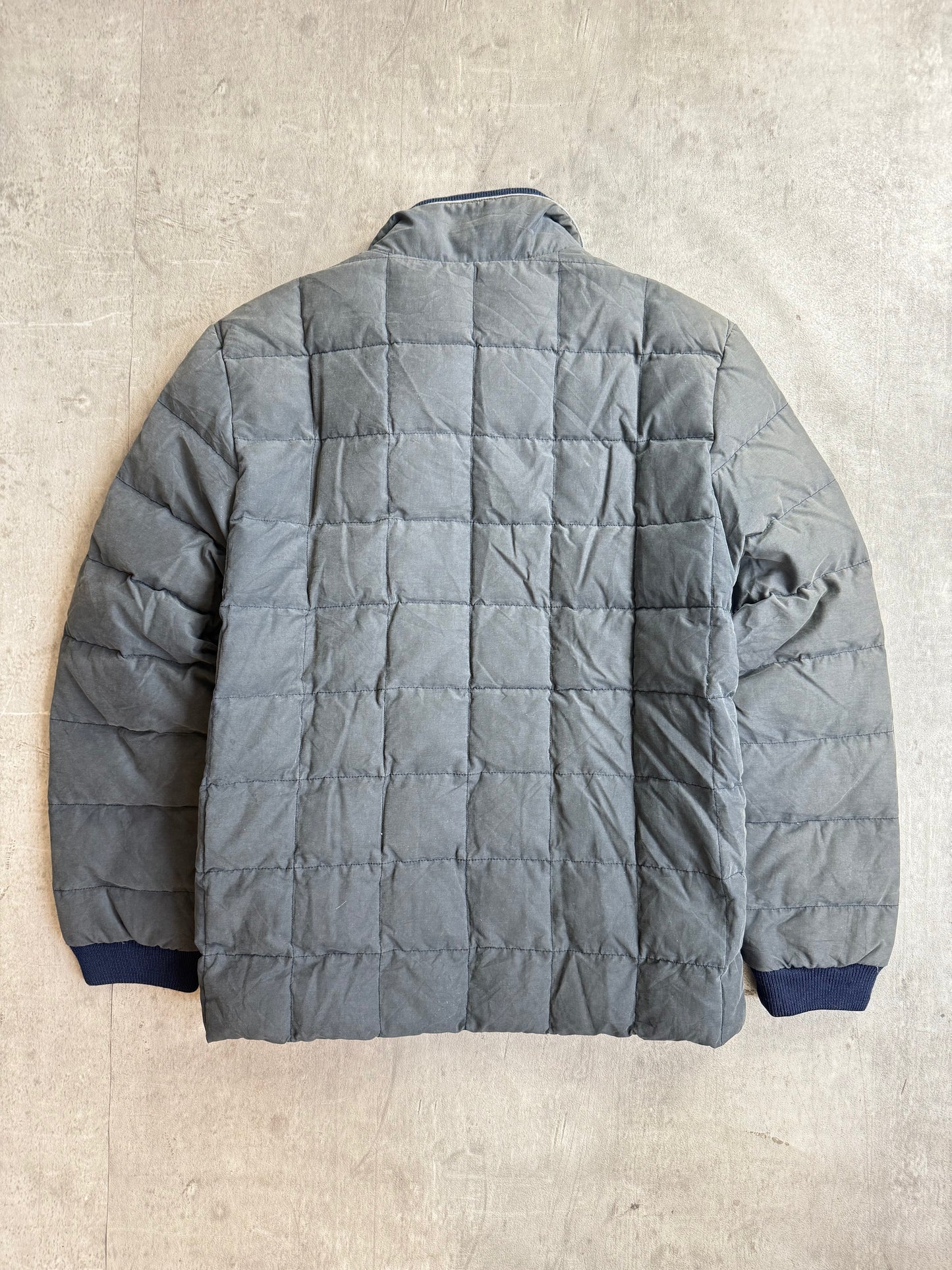 Moncler Navy Trim Grey Down Puffer Jacket