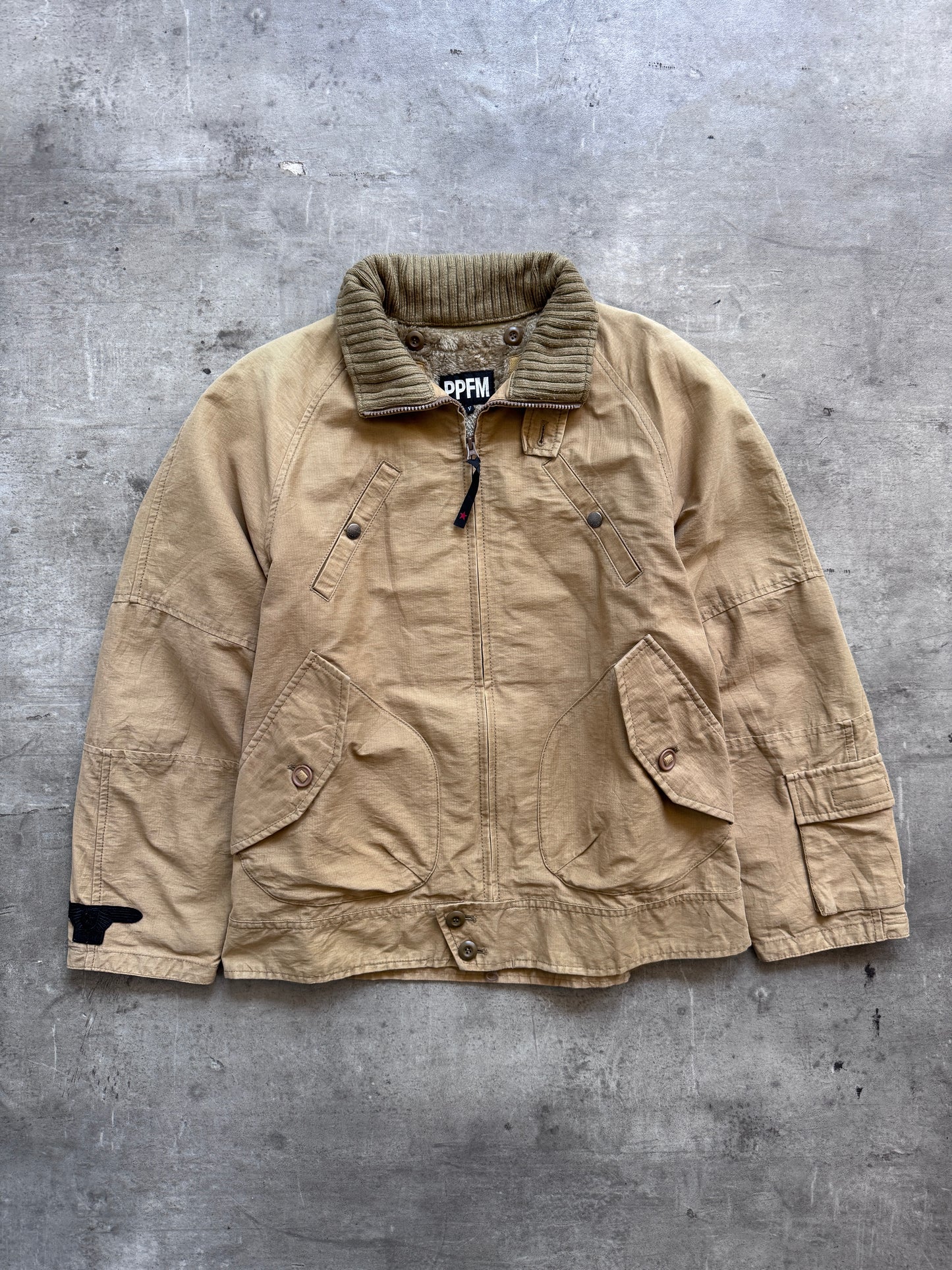 PPFM Sherpa Lined Camel Utility Cotton Jacket