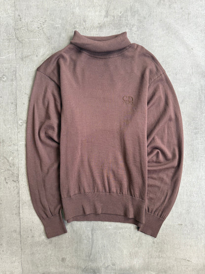 Christian Dior Fine Merino Wool Brown Roll Neck Jumper