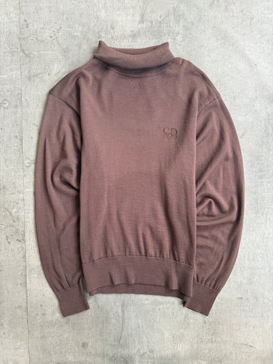 Christian Dior Fine Merino Wool Brown Roll Neck Jumper
