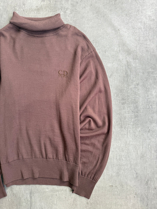Christian Dior Fine Merino Wool Brown Roll Neck Jumper
