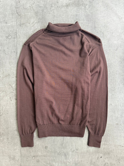 Christian Dior Fine Merino Wool Brown Roll Neck Jumper