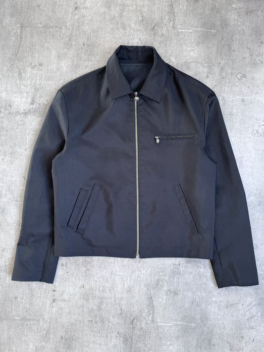 Versace Black Nylon Zip Up Harrington Jacket