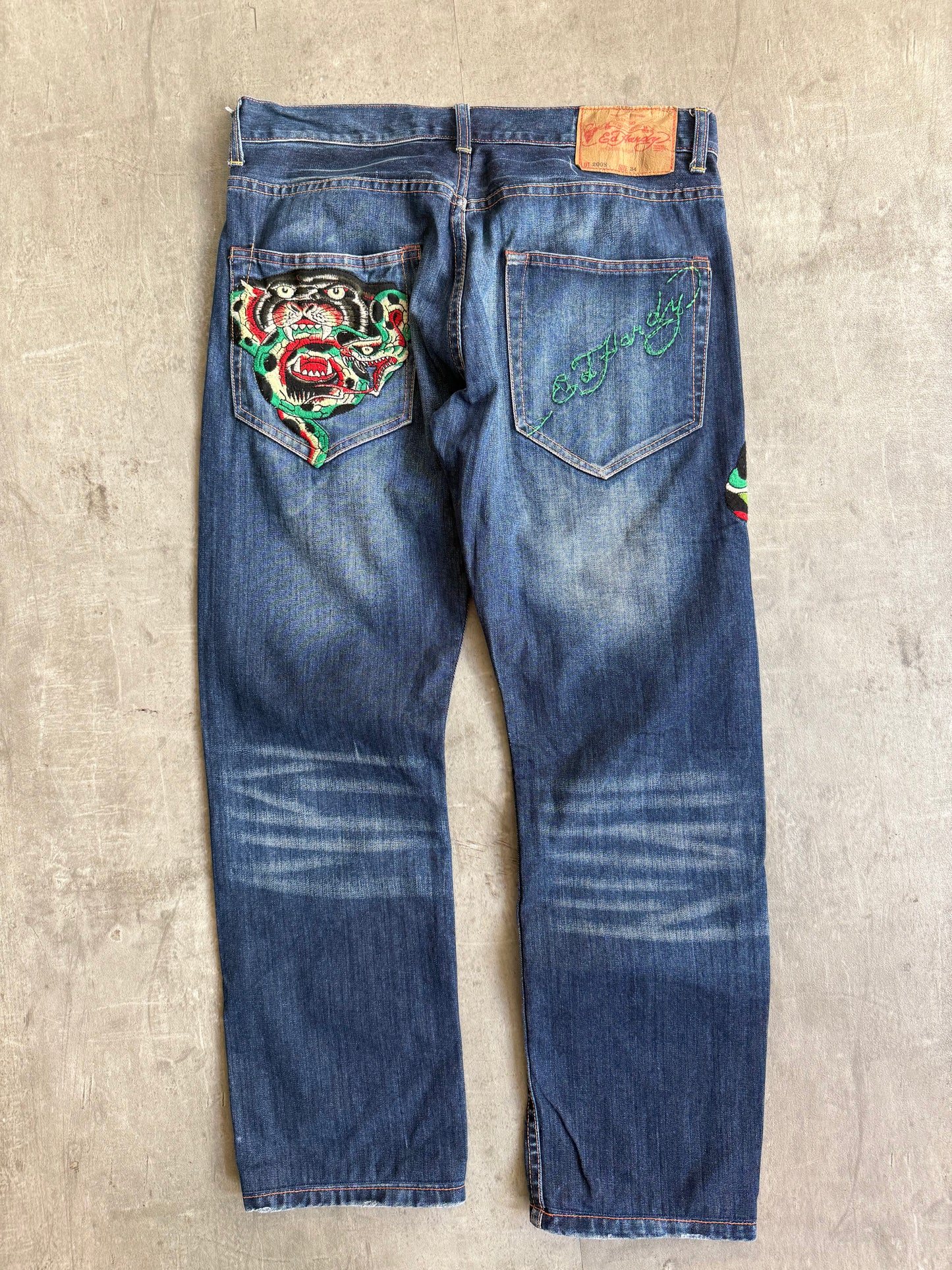 00s Ed Hardy Snake & Panther Embroidered Jeans