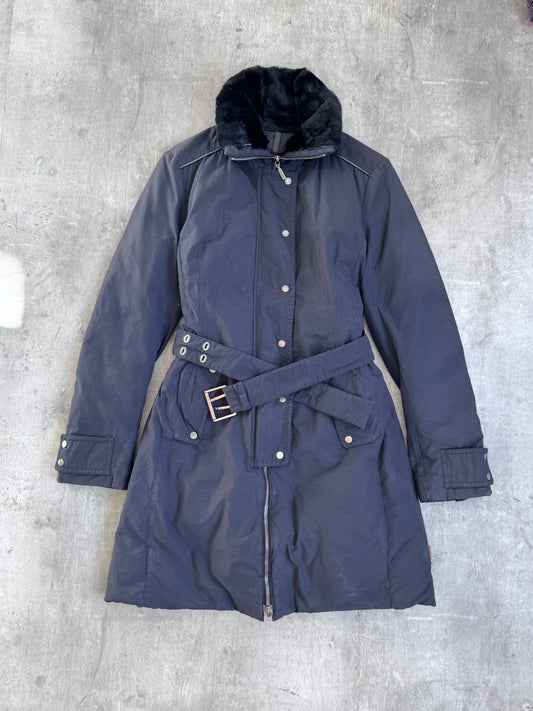 Moncler Fur Lined Padded Black Coat
