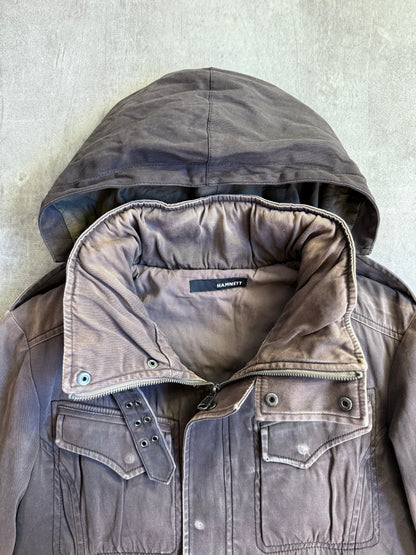 Hamnett Distressed Cotton Hooded Utility Jacket