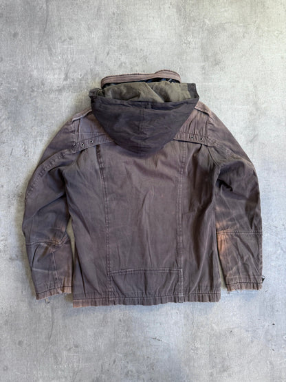 Hamnett Distressed Cotton Hooded Utility Jacket