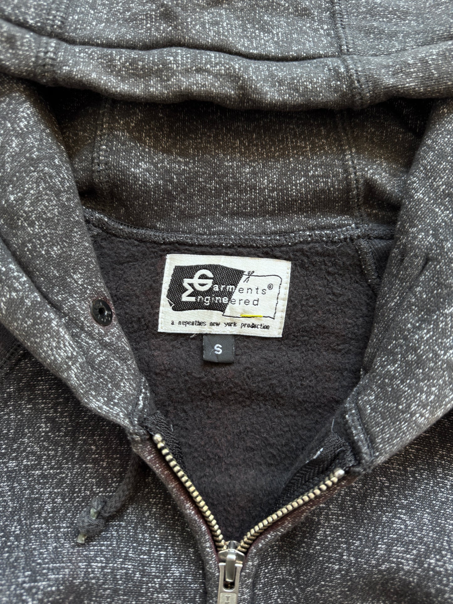 Engineered Garments Mixed Grain Dark Grey Articulated Hoodie
