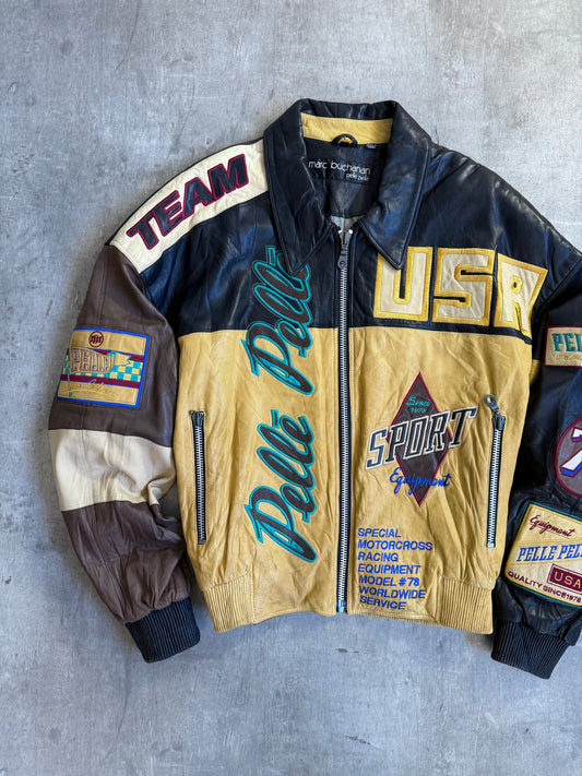 1980s Marc Buchanan Pelle Pelle Patch Embellished Leather Bomber