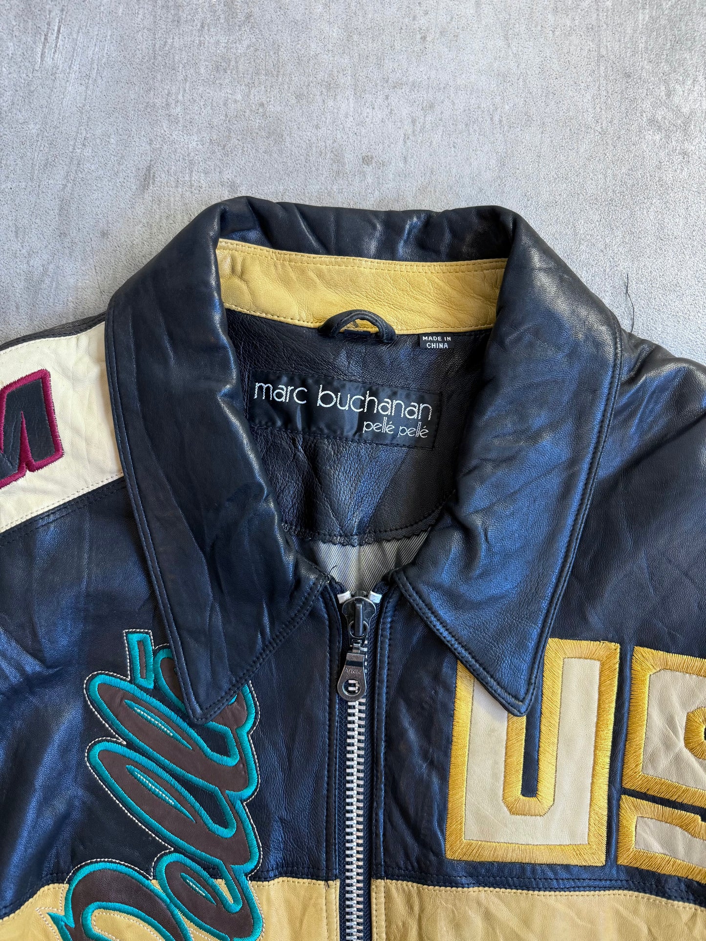 1980s Marc Buchanan Pelle Pelle Patch Embellished Leather Bomber
