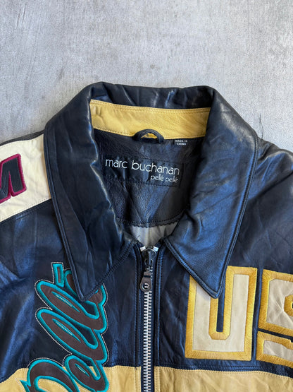 1980s Marc Buchanan Pelle Pelle Patch Embellished Leather Bomber
