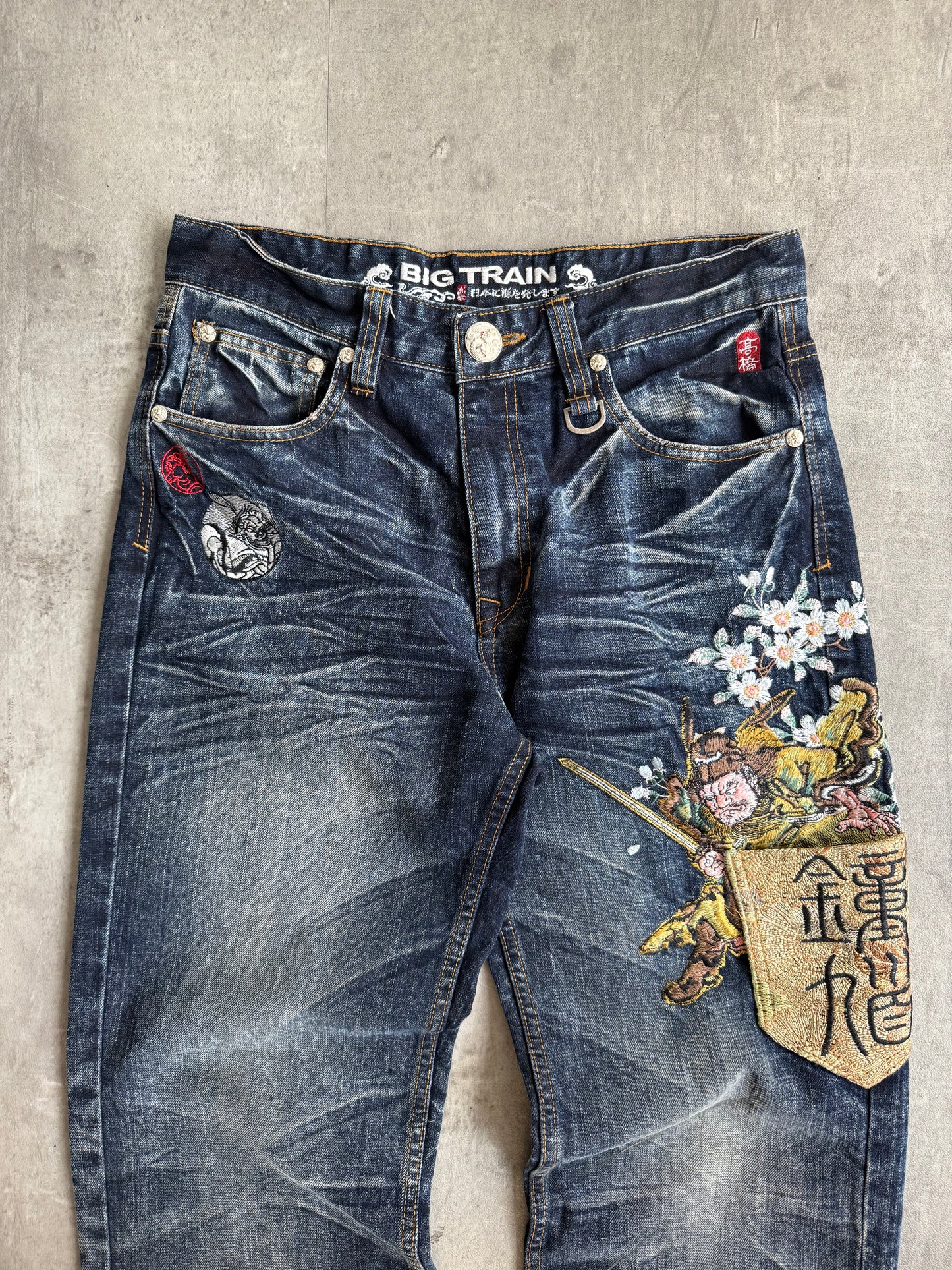 Big Train Indigo Embroidered Utility Jeans