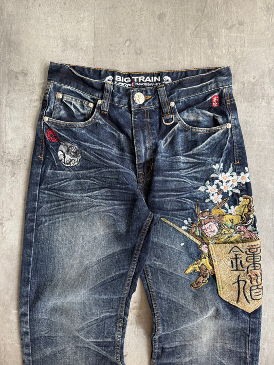 Big Train Indigo Embroidered Utility Jeans
