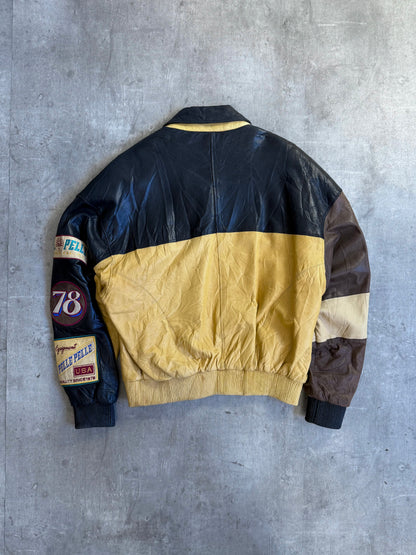 1980s Marc Buchanan Pelle Pelle Patch Embellished Leather Bomber