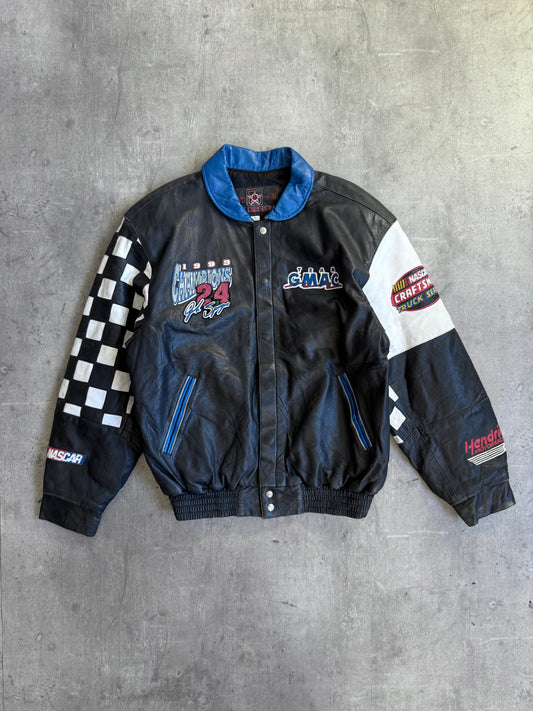 1999 JH Designs NASCAR Patch Embellished Leather Jacket