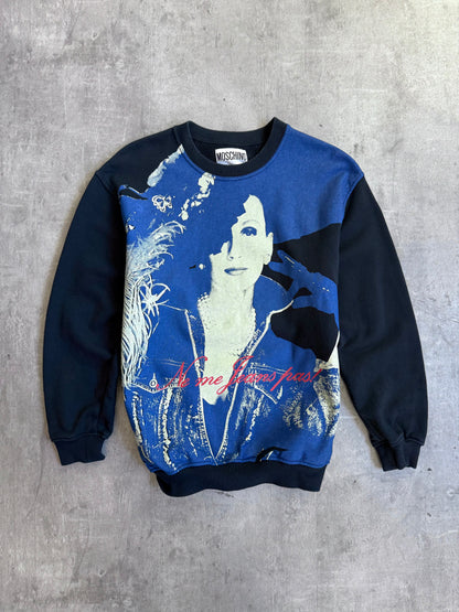 F/W 1990 Moschino Ne Me Jeans Pas! Graphic Print Sweater