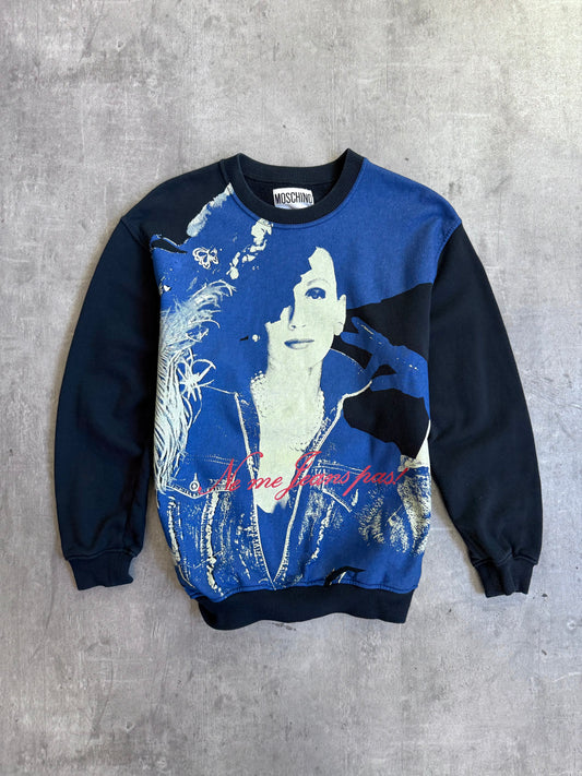 F/W 1990 Moschino Ne Me Jeans Pas! Graphic Print Sweater