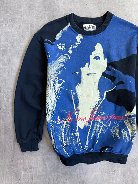F/W 1990 Moschino Ne Me Jeans Pas! Graphic Print Sweater