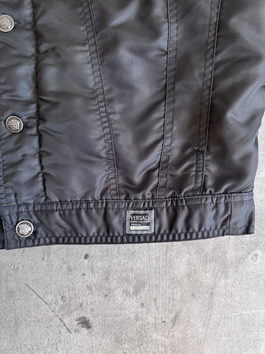1990s Versace Black Quilt Lined Bomber