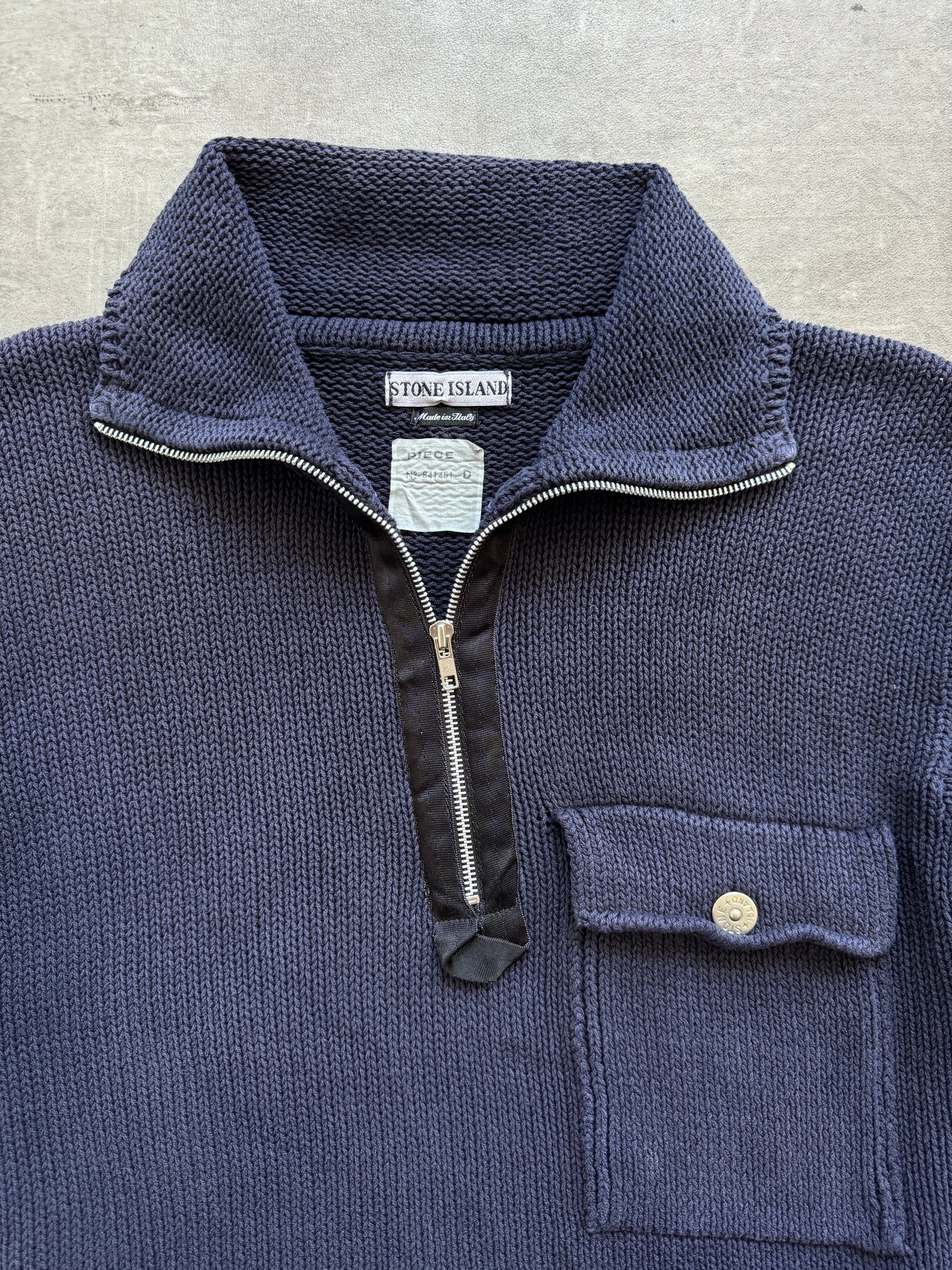 S/S 2000 Stone Island Washed Cotton Knit 1/4 Zip Sweater
