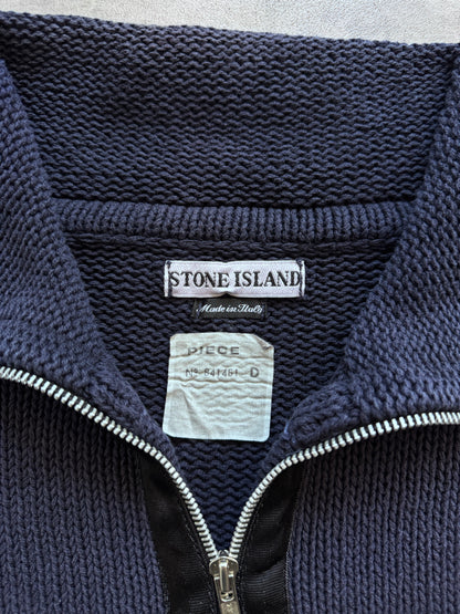 S/S 2000 Stone Island Washed Cotton Knit 1/4 Zip Sweater