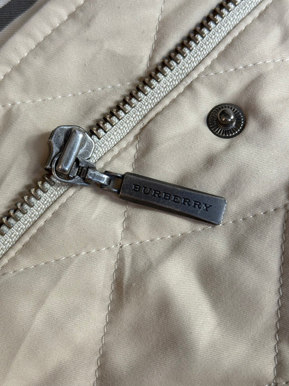 Burberry Modular Fur Collar Cropped Diamond Quilt Jacket
