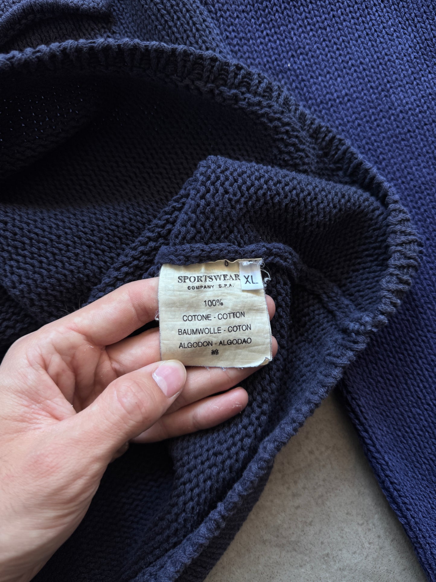 S/S 2000 Stone Island Washed Cotton Knit 1/4 Zip Sweater