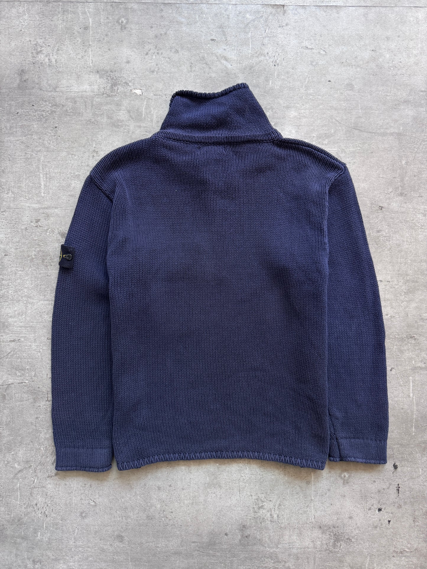 S/S 2000 Stone Island Washed Cotton Knit 1/4 Zip Sweater