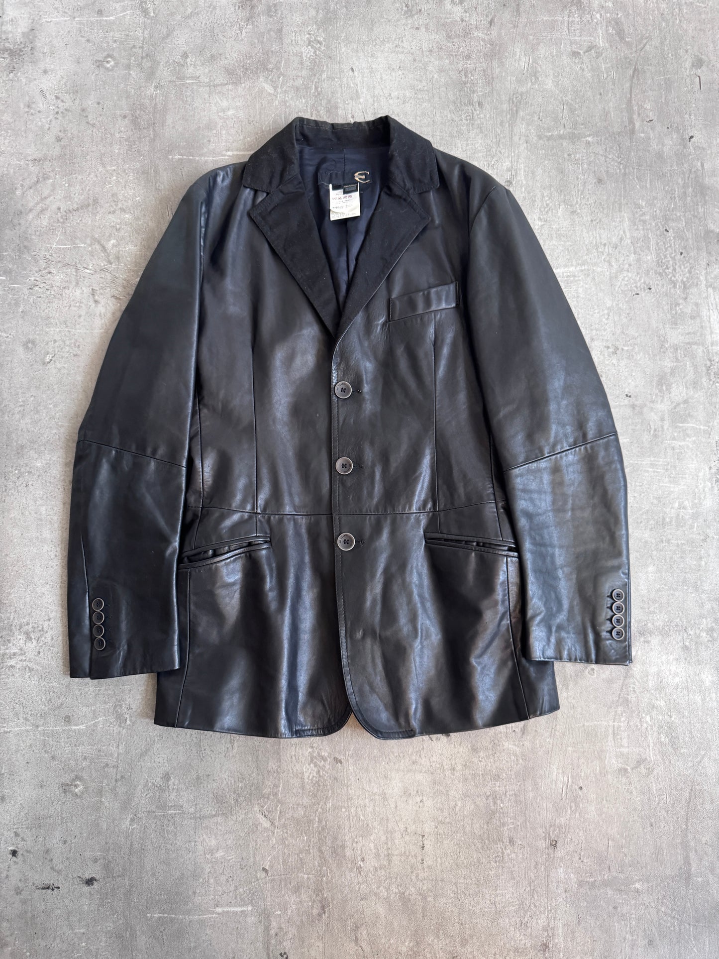 Just Cavalli Cotton Collar Black Leather Jacket