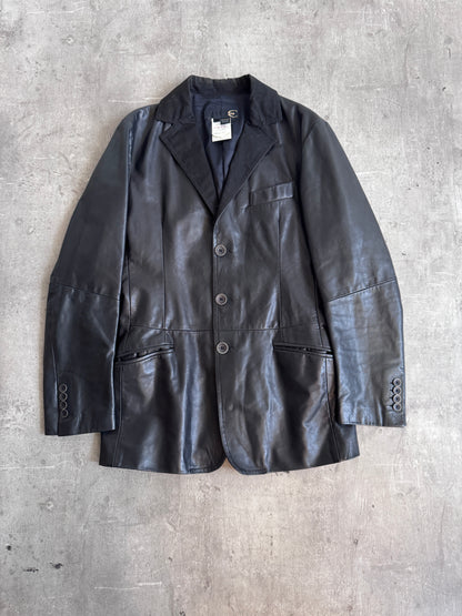 Just Cavalli Cotton Collar Black Leather Jacket