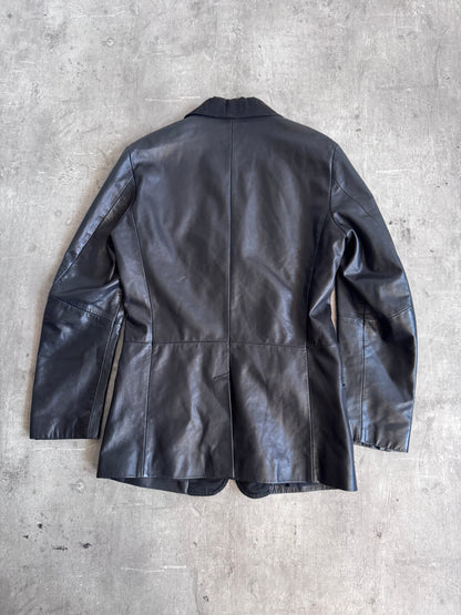 Just Cavalli Cotton Collar Black Leather Jacket